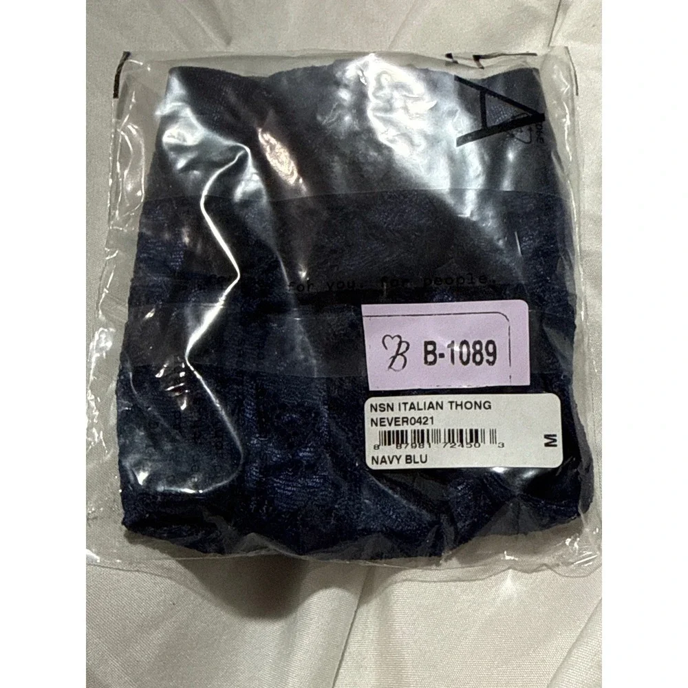Cosabella Stretch Lace Thong Navy Blue Lingerie Size M